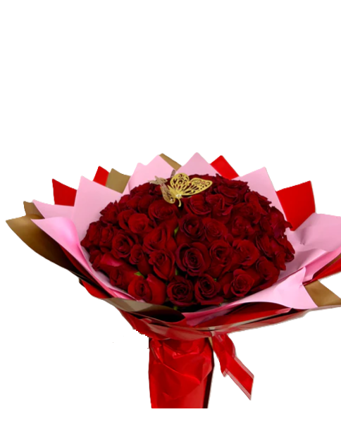 75 Red Roses Butterfly Bouquet