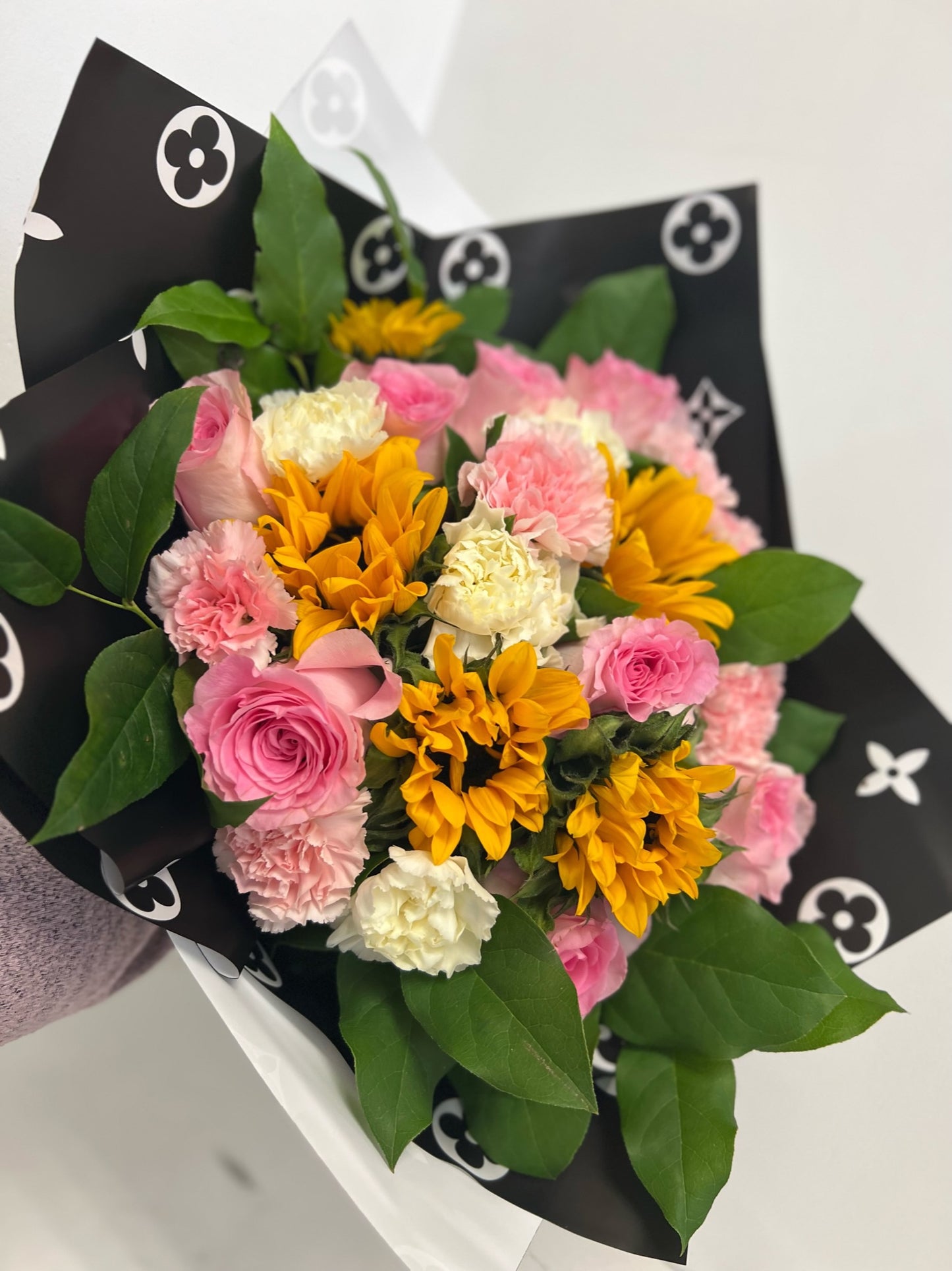 Sunflowers and Pink Roses