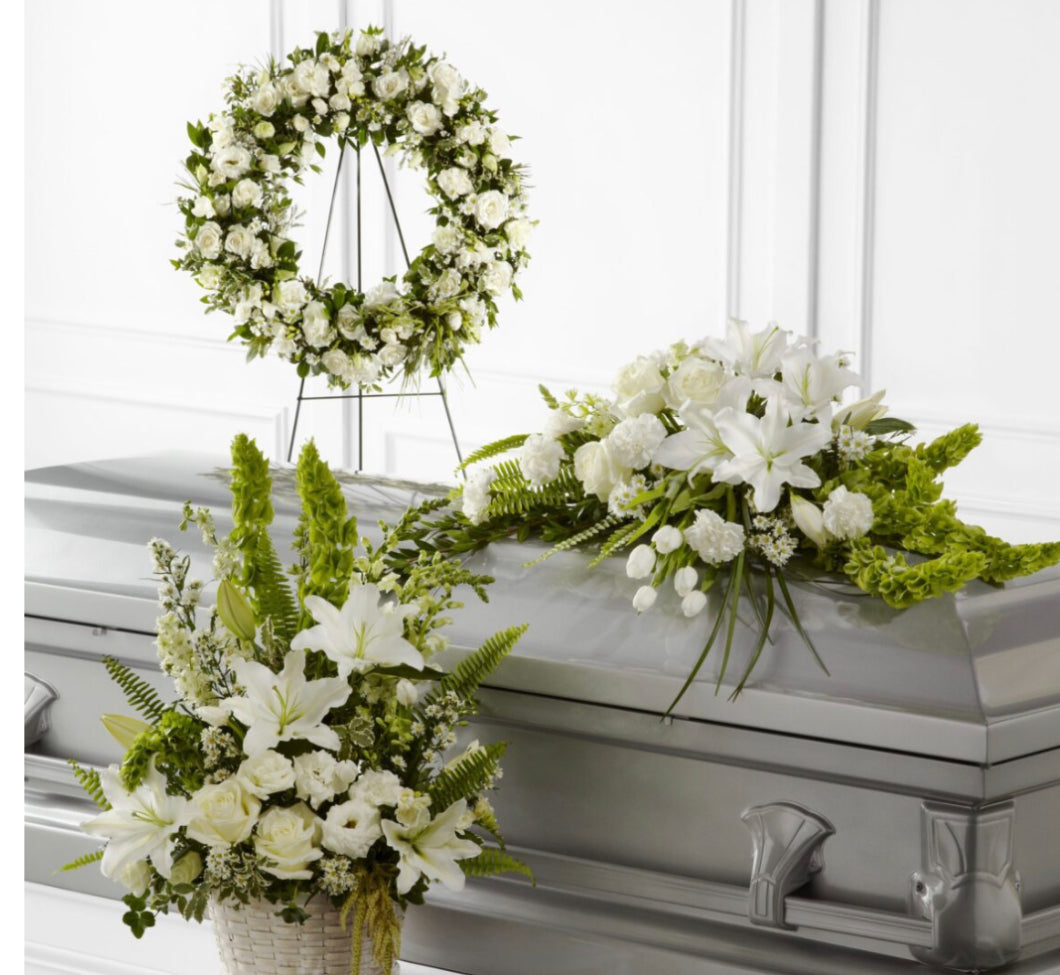 White Funeral Flower 3 Package