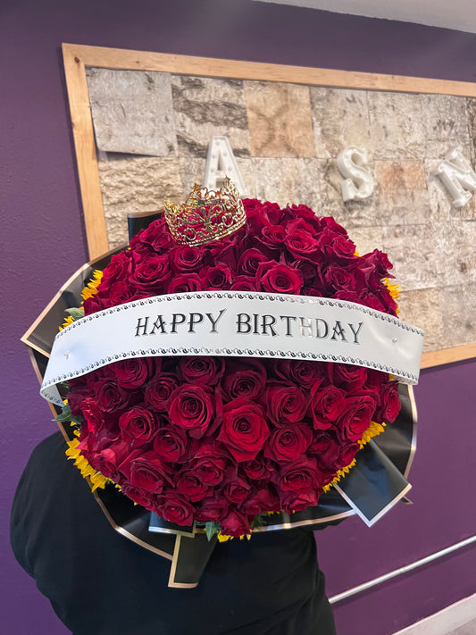 Red Roses & Sunflowers Birthday Bouquet