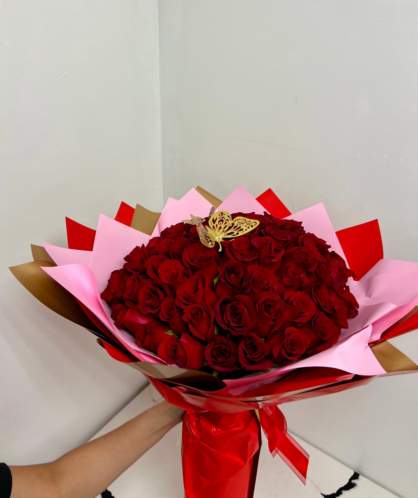 75 Red Roses  Butterfly Bouquet