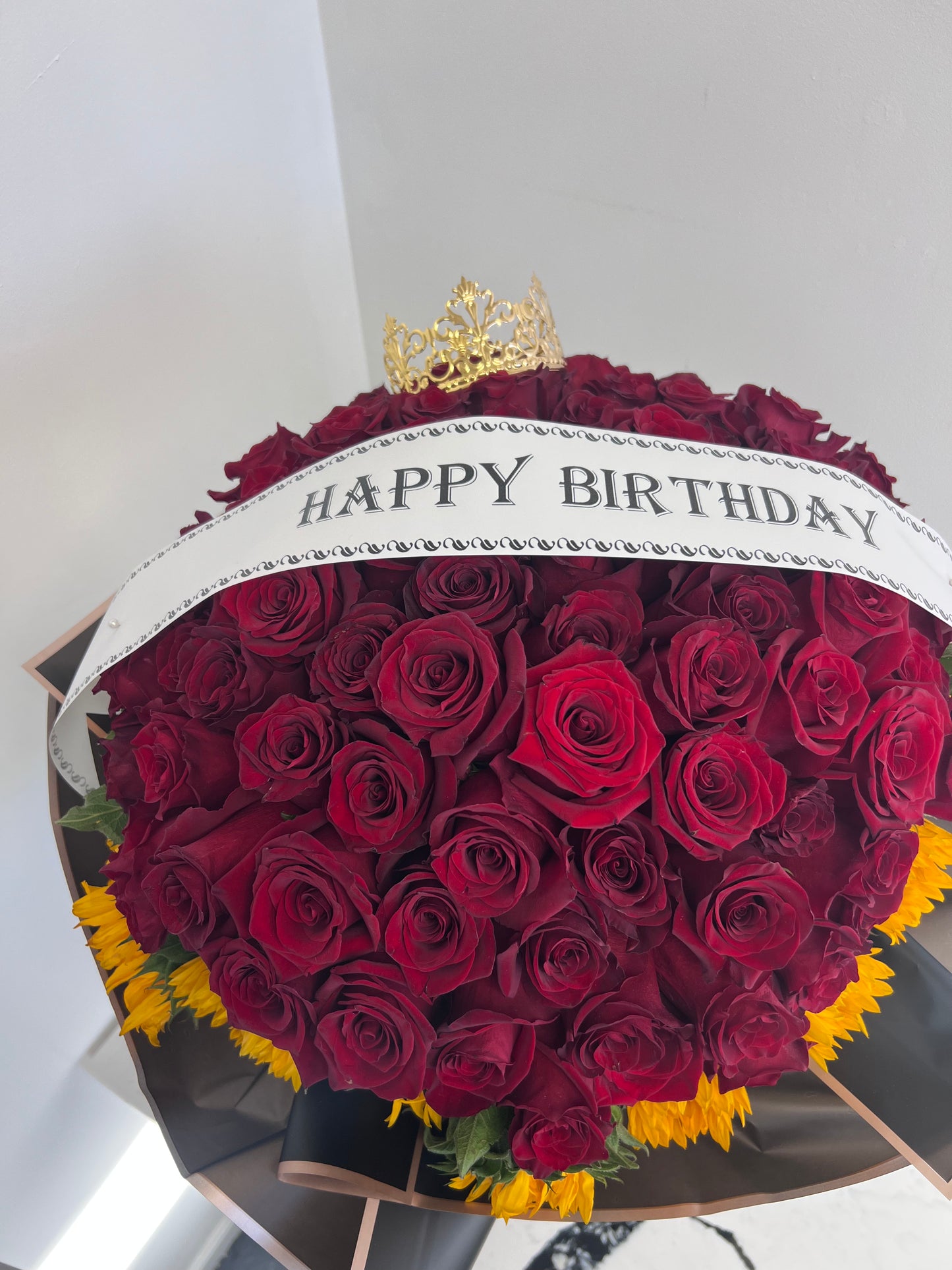 Red Roses & Sunflowers Birthday Bouquet