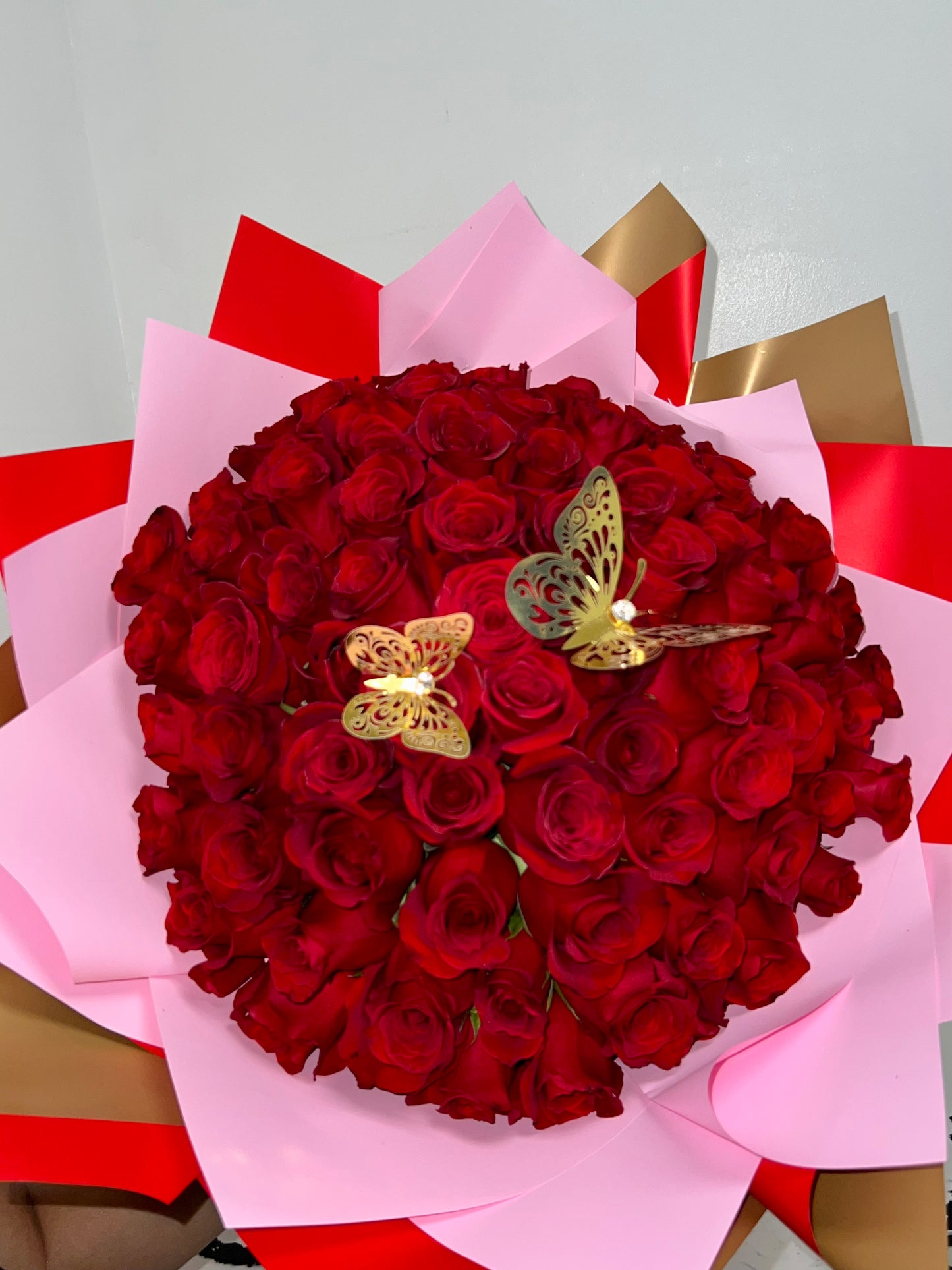 75 Red Roses  Butterfly Bouquet