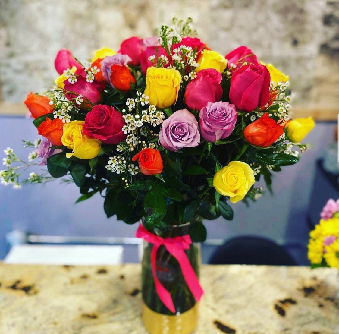 Bouquet of Mixed-Colored Roses