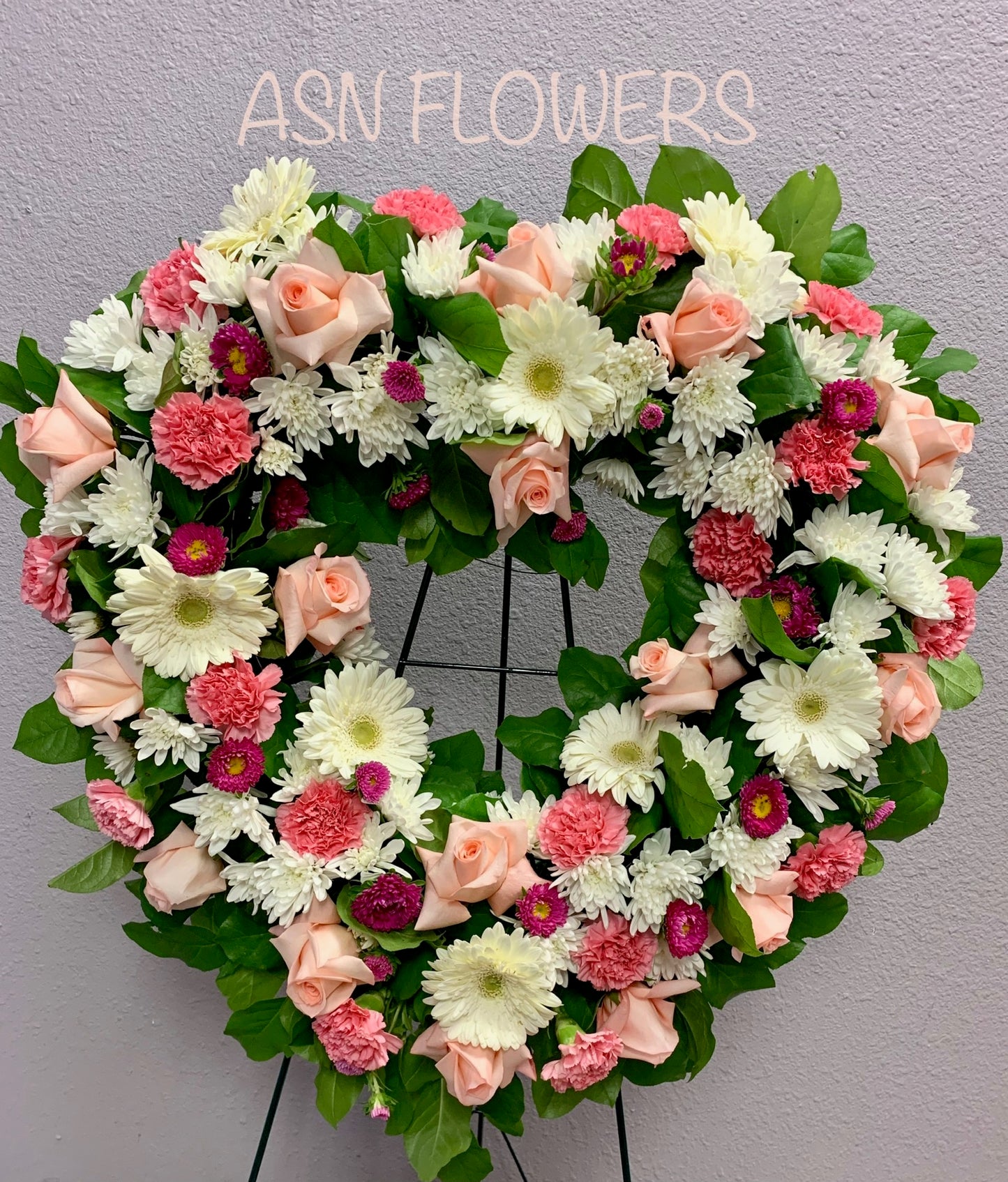 Funeral Open Heart Pink &White