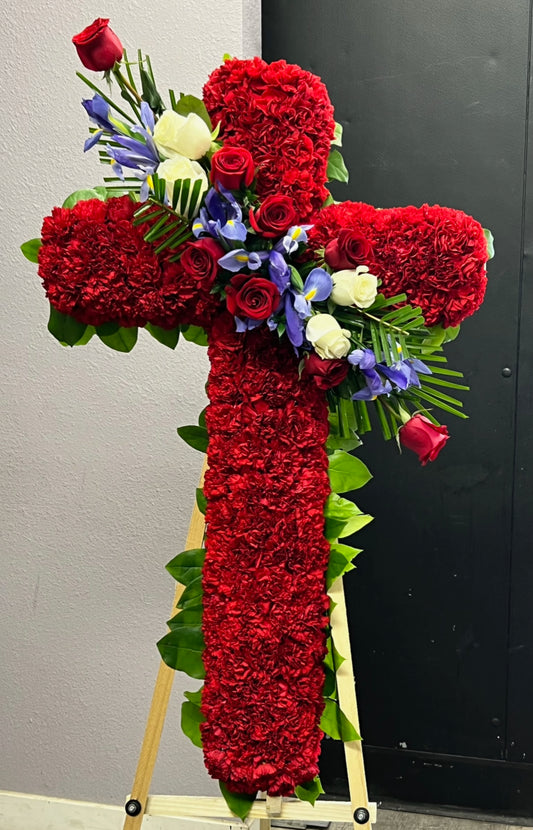 Funeral Standing Cross Red