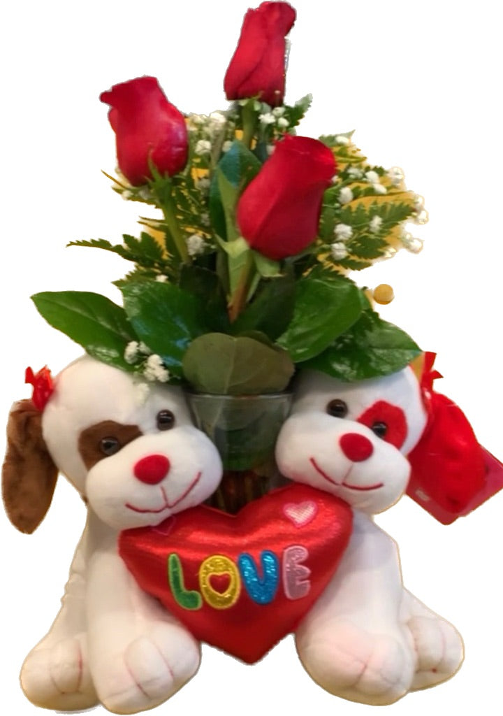 Puppy Love whit Roses